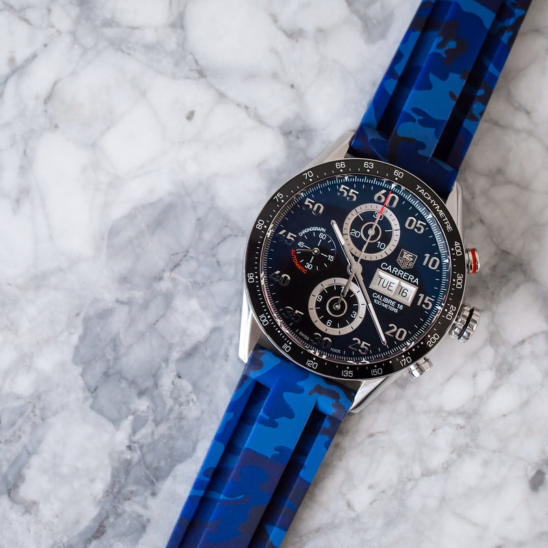 Tag Heuer Blue Camo Rubber Strap