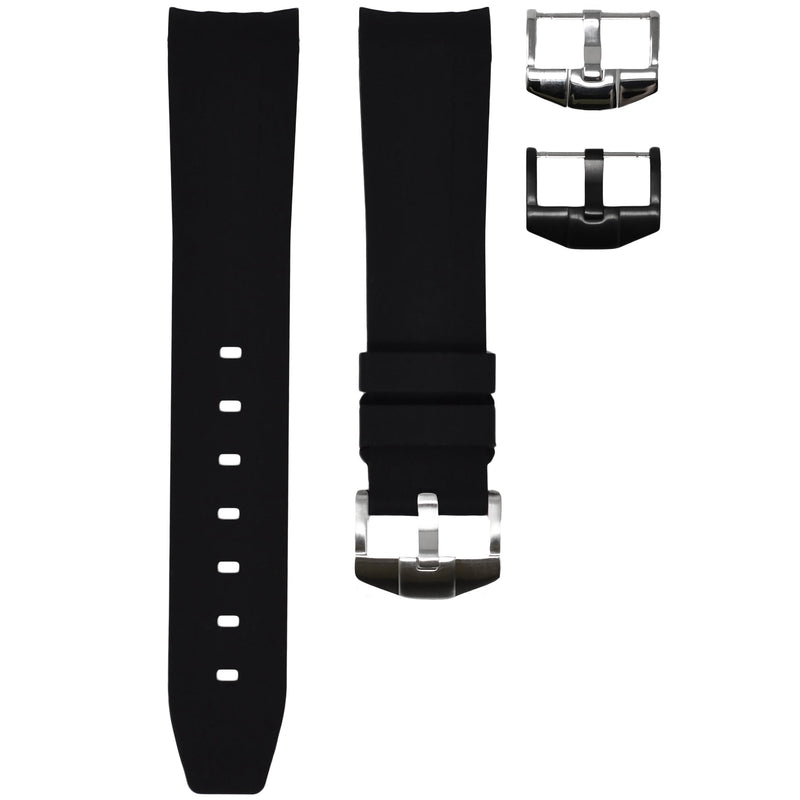 EwatchAccessories 24mm Black Polyurethane (PU) Rubber Watch Band Strap |  Cofortable and Durable Material : Amazon.in: Watches